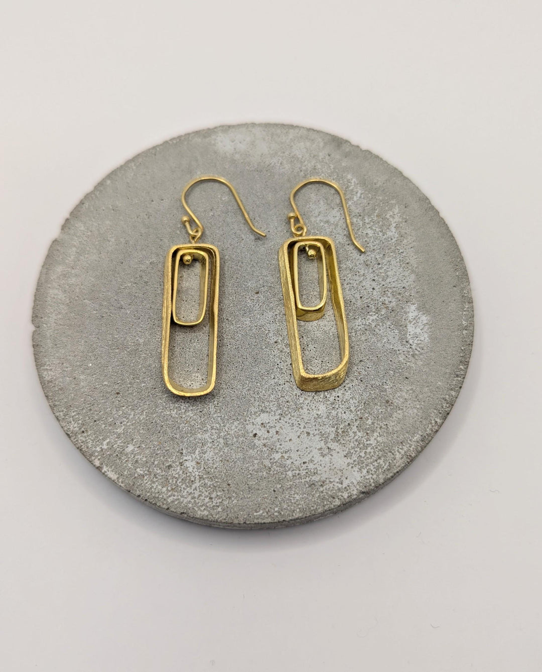 Asymmetrical Rectangle 18k Gold Plated Dangle Earrings
