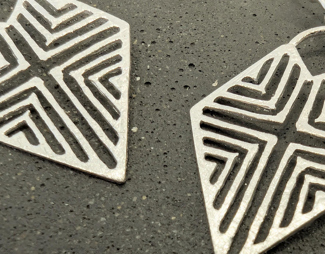 Matte Tribal Rhombus Earrings — 925 Silver