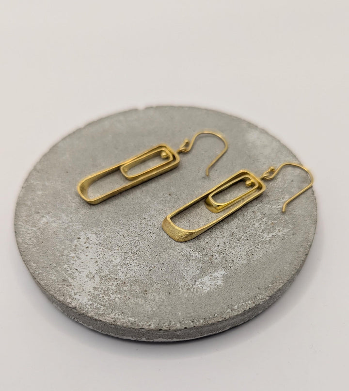 Asymmetrical Rectangle 18k Gold Plated Dangle Earrings