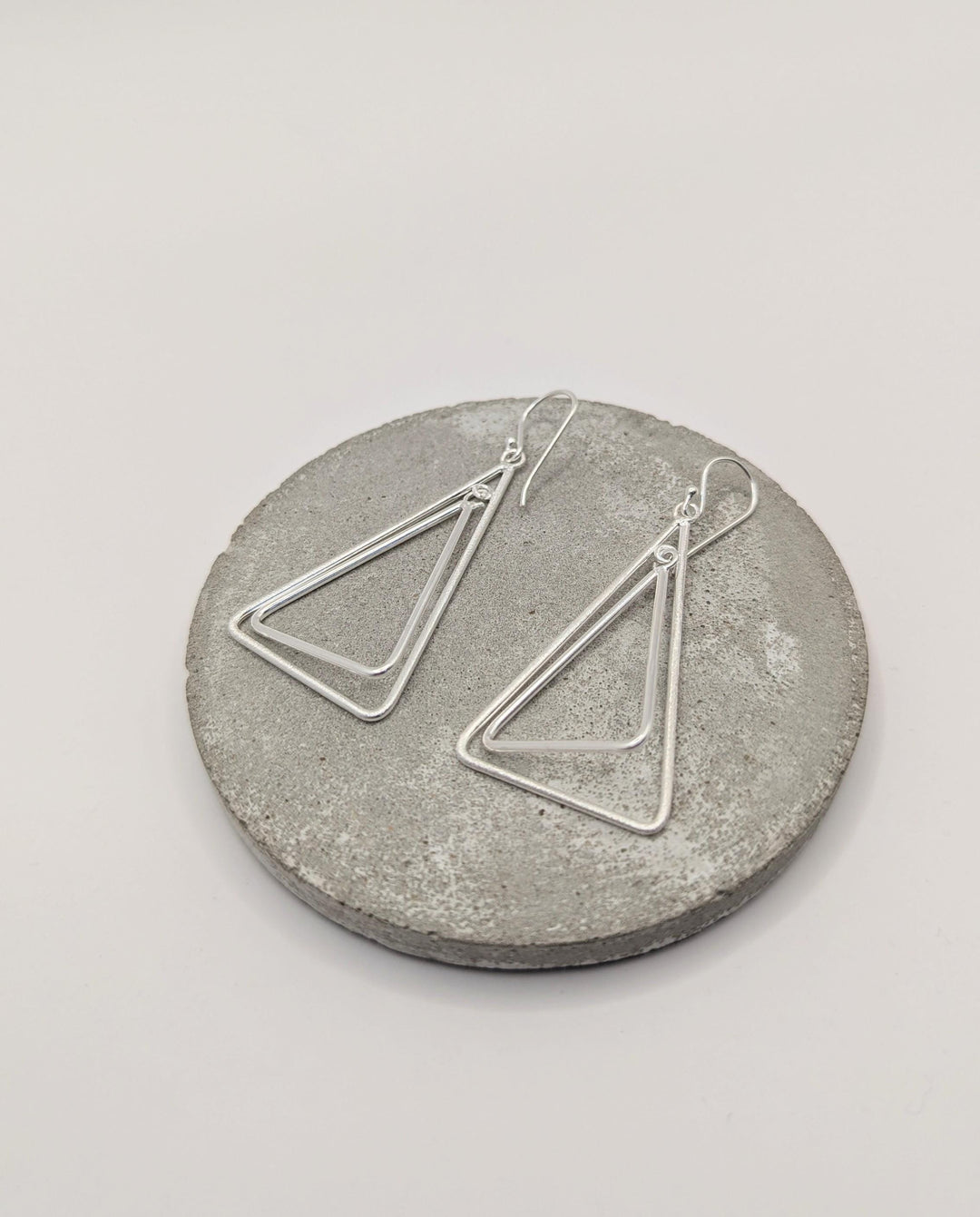 925 Silver Double Triangle Earrings with Matte Finish