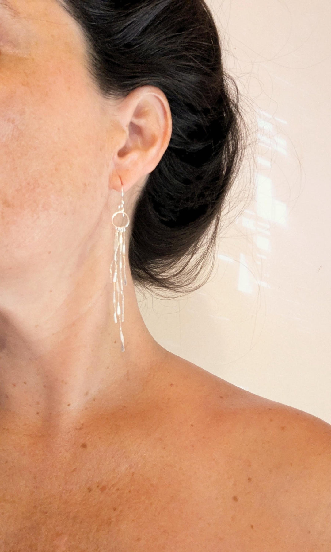 Matte Fringe Dangle Earrings — 925 Silver