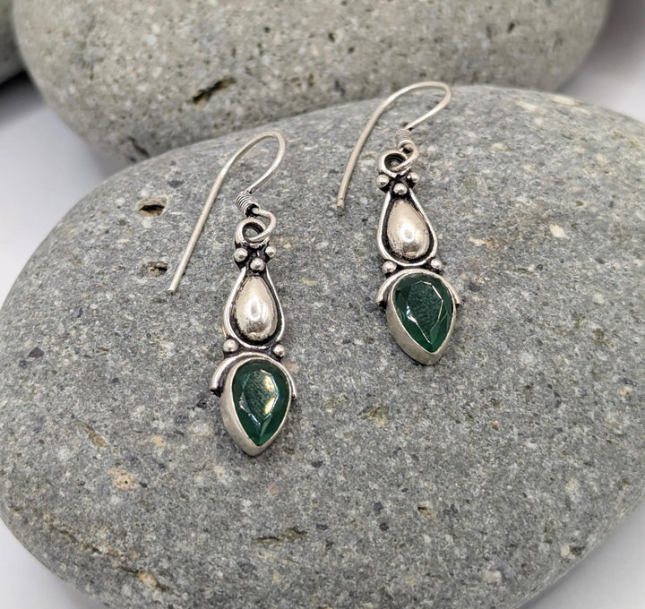 Classic Boho Earrings with Natural Stone — 925 Silver