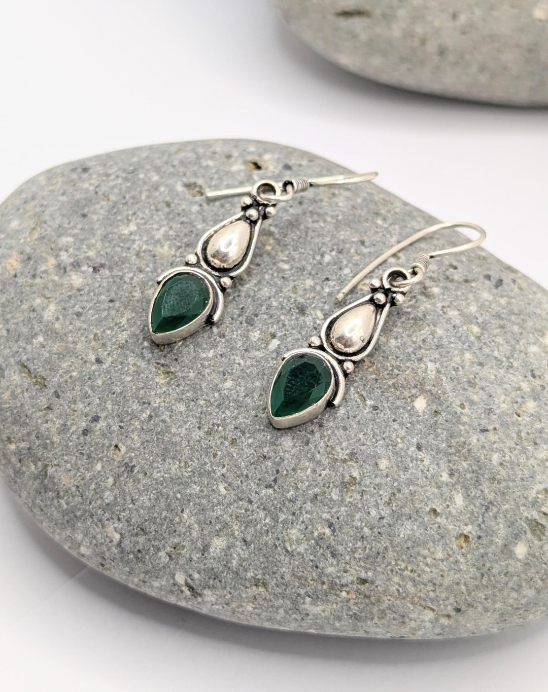 Classic Boho Earrings with Natural Stone — 925 Silver