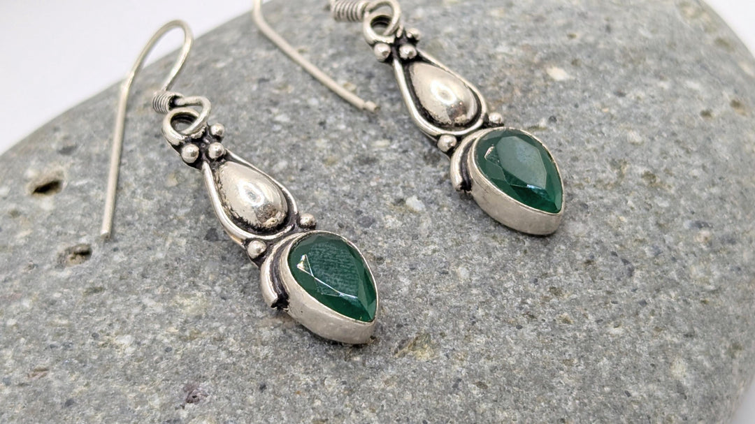 Classic Boho Earrings with Natural Stone — 925 Silver