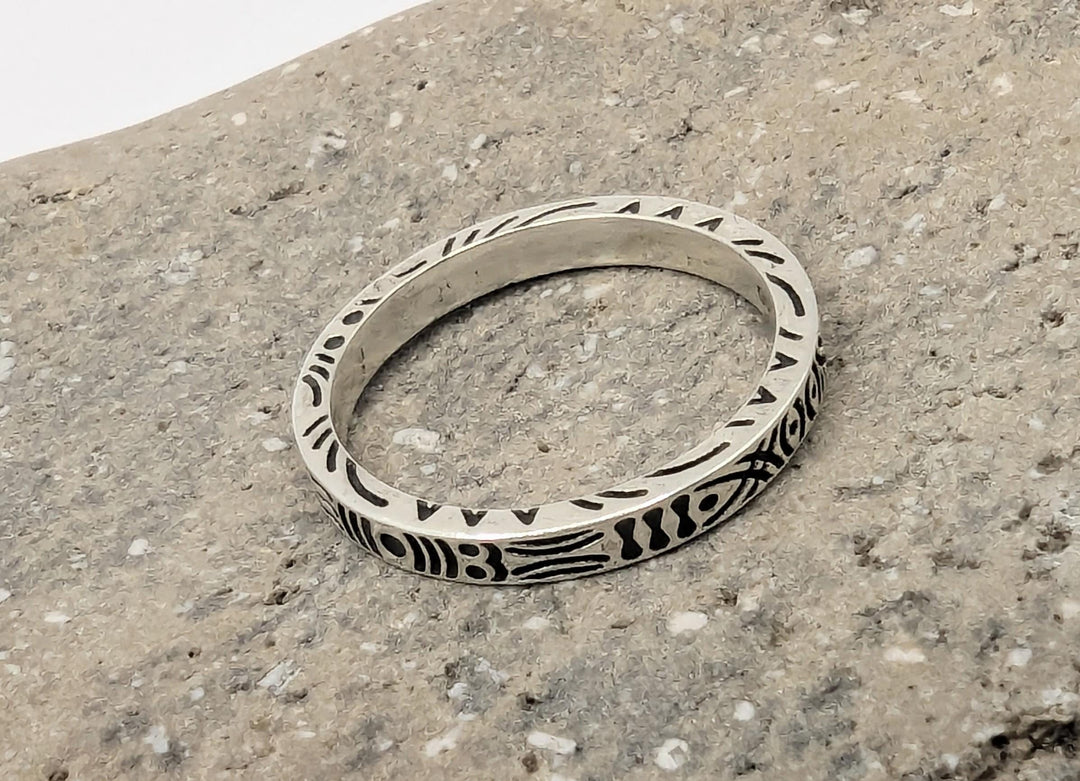 925 Silver Ring with Tribal Pattern