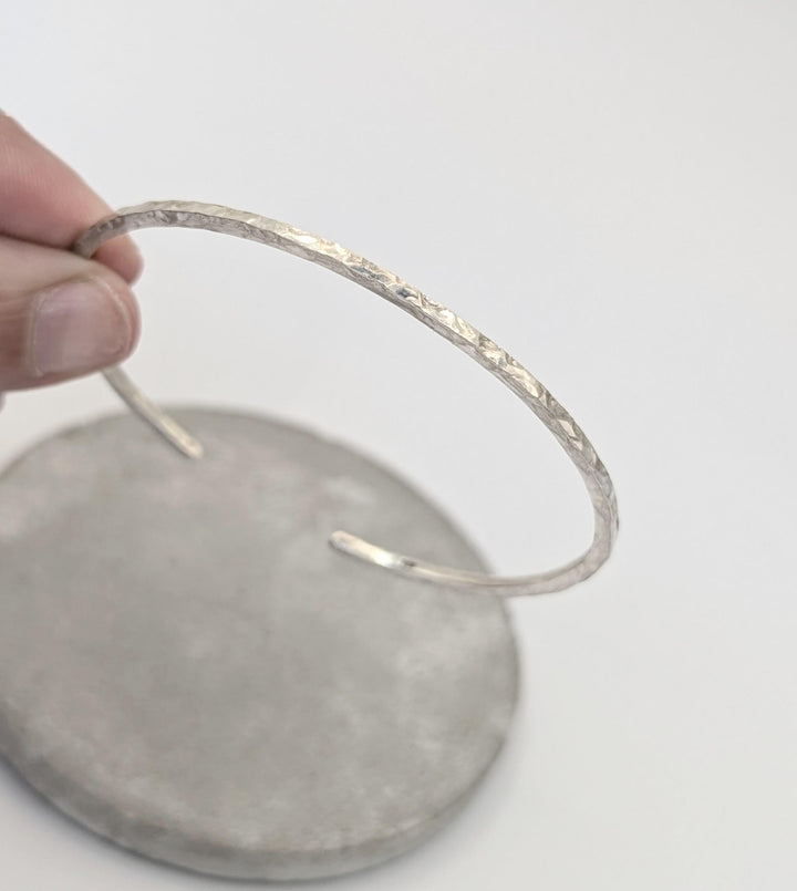 925 Silver Hammered Cuff Bracelet