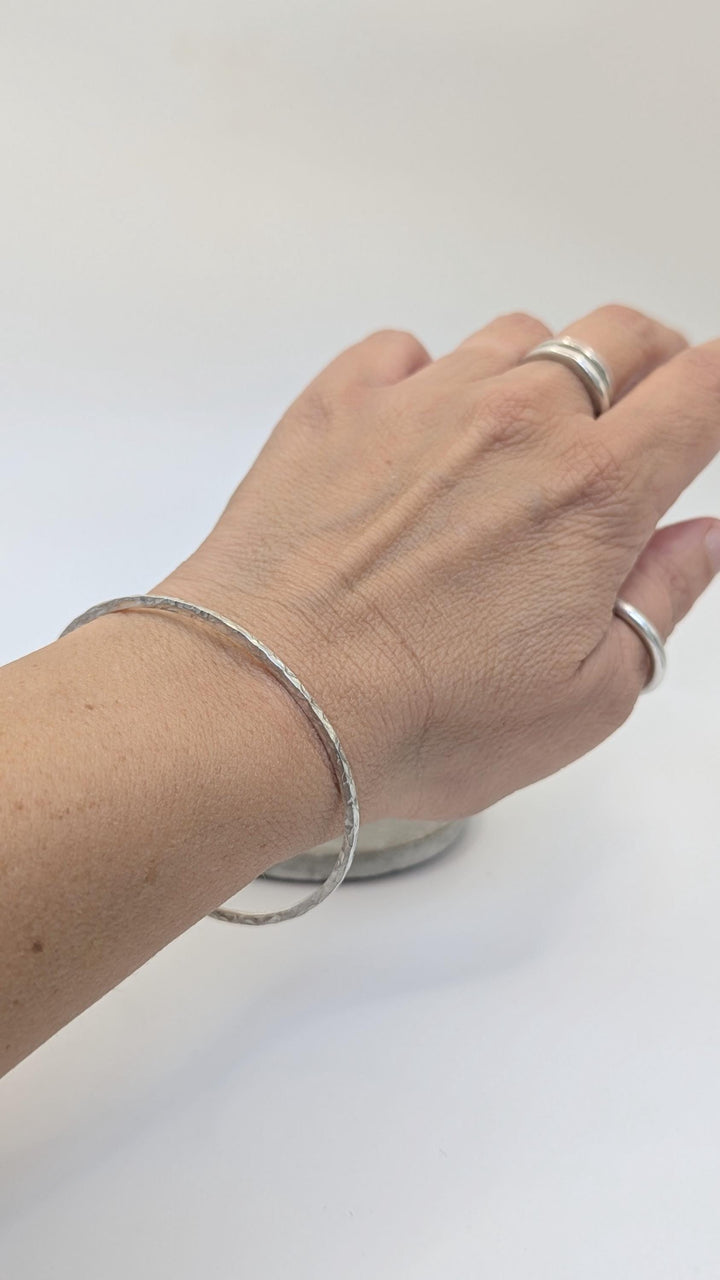 925 Silver Hammered Cuff Bracelet