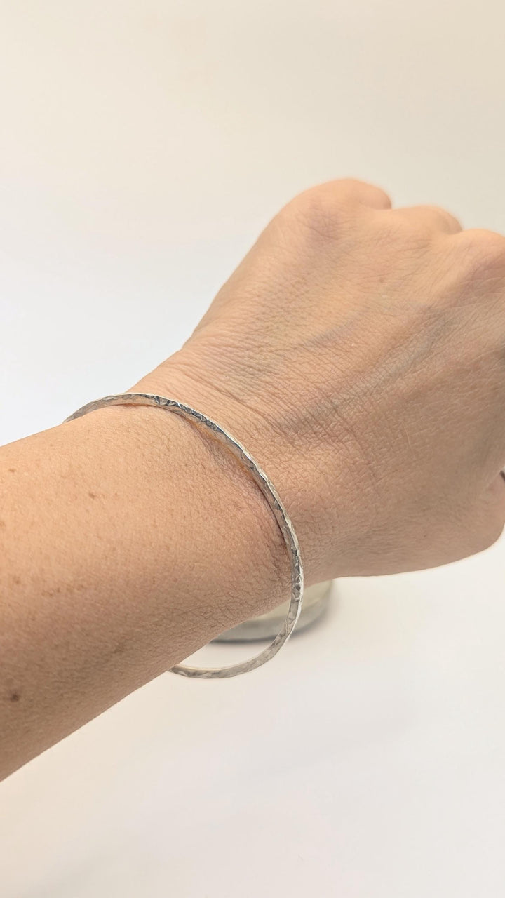 925 Silver Hammered Cuff Bracelet