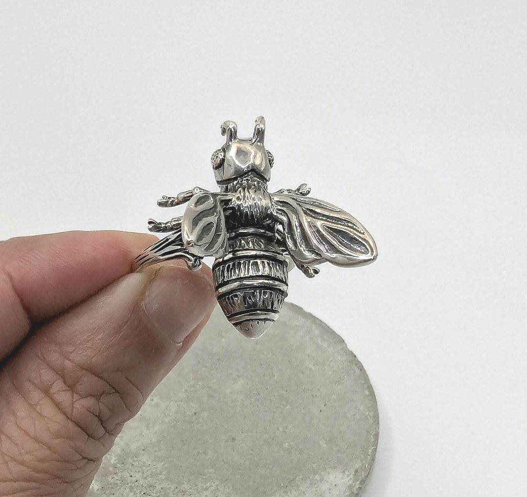 Honey Bee Ring, Statement Jewelry — 925 Silver