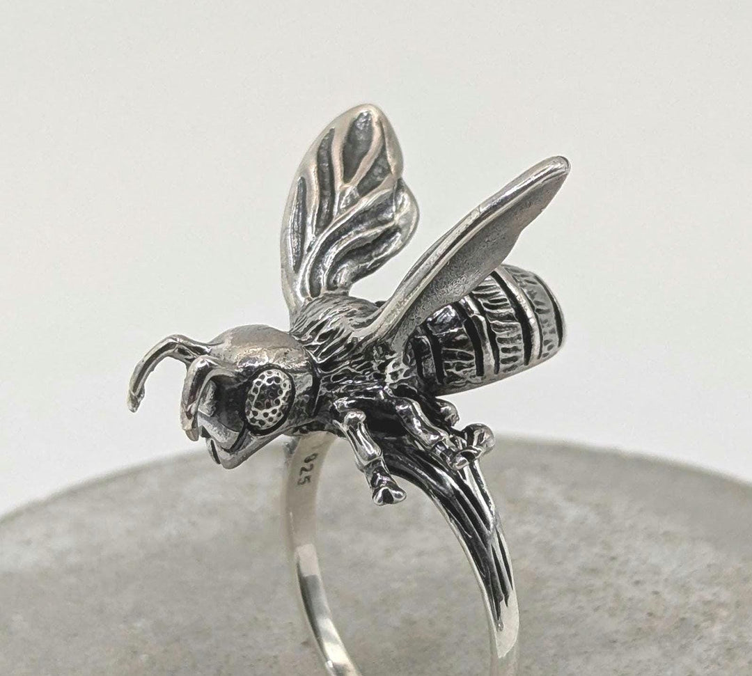 Honey Bee Ring, Statement Jewelry — 925 Silver