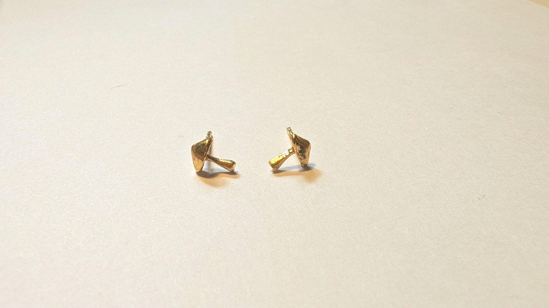 Tiny Mushroom Stud Earrings — 18k Gold Plated