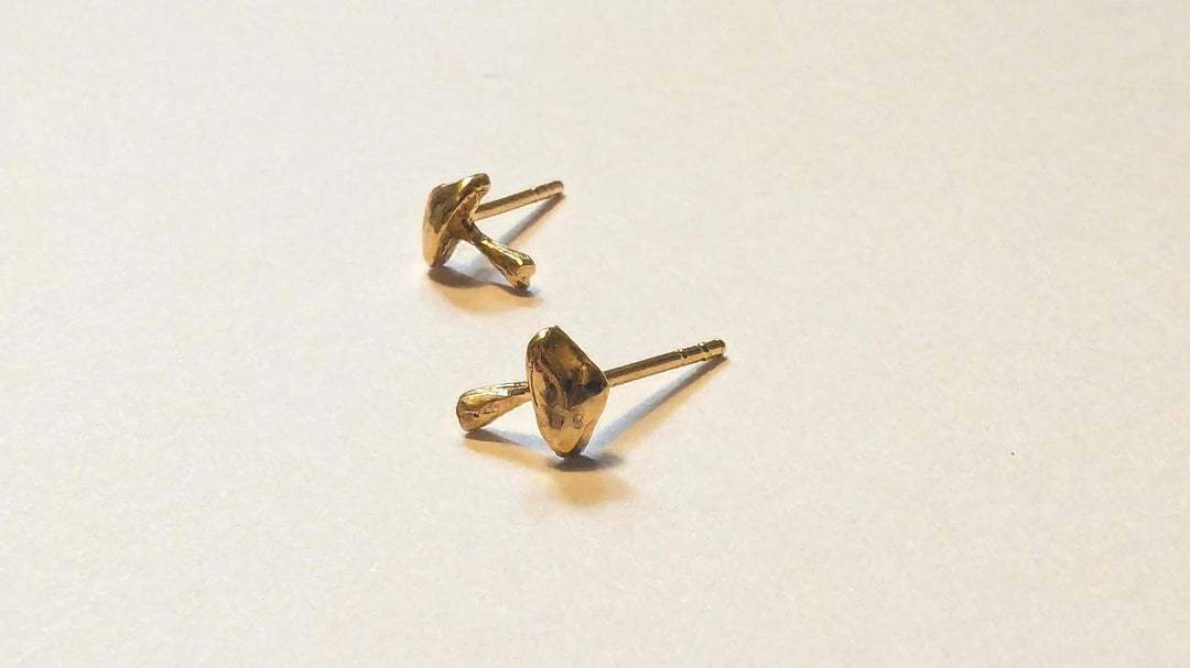 Tiny Mushroom Stud Earrings — 18k Gold Plated