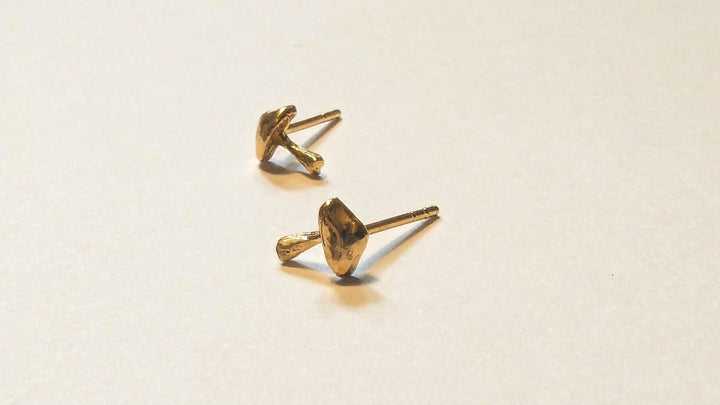 Tiny Mushroom Stud Earrings — 18k Gold Plated