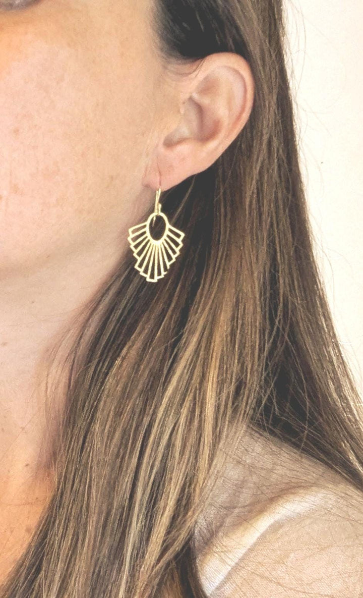 Matte Gold Fan Earrings — 18k Gold Plated