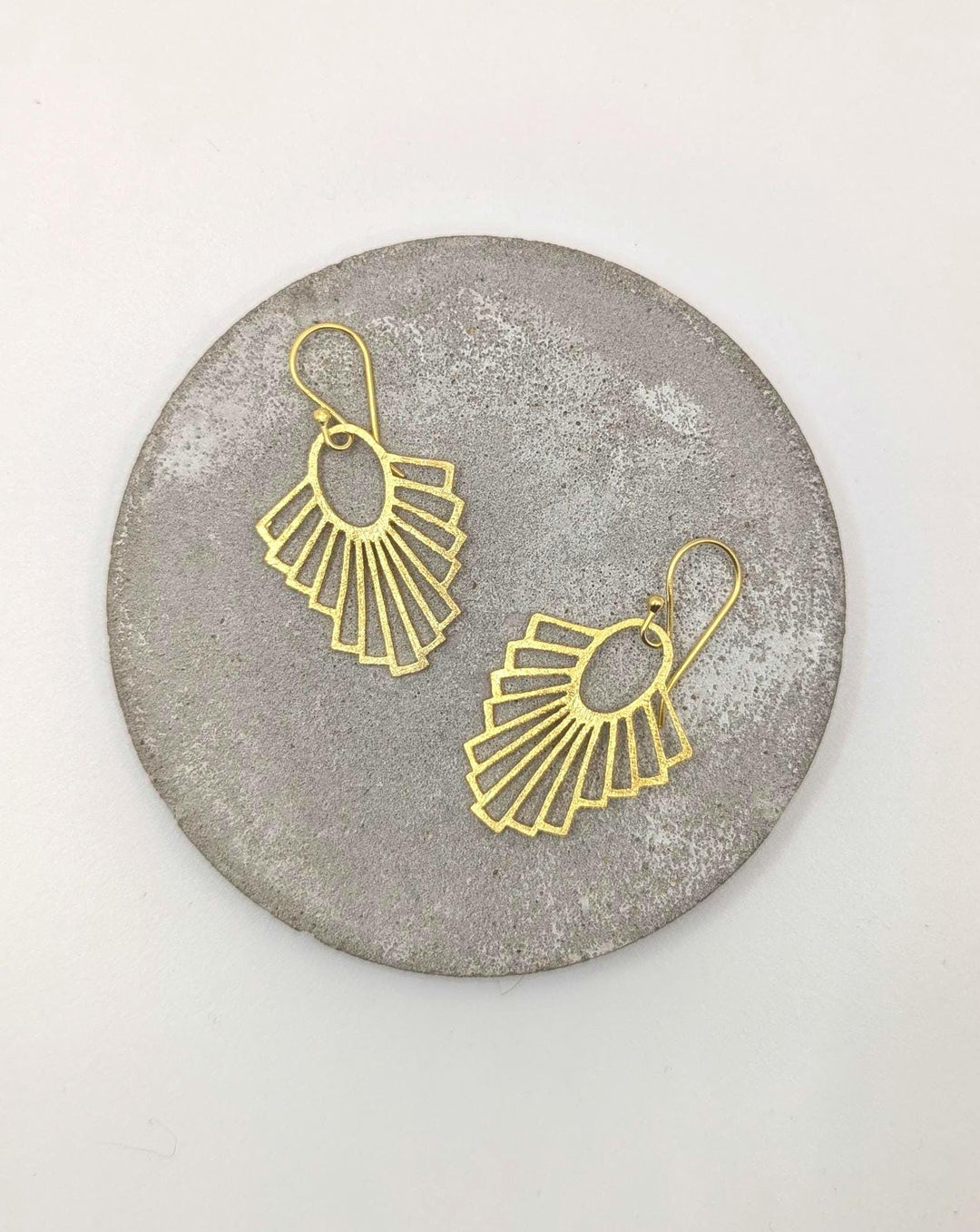 Matte Gold Fan Earrings — 18k Gold Plated