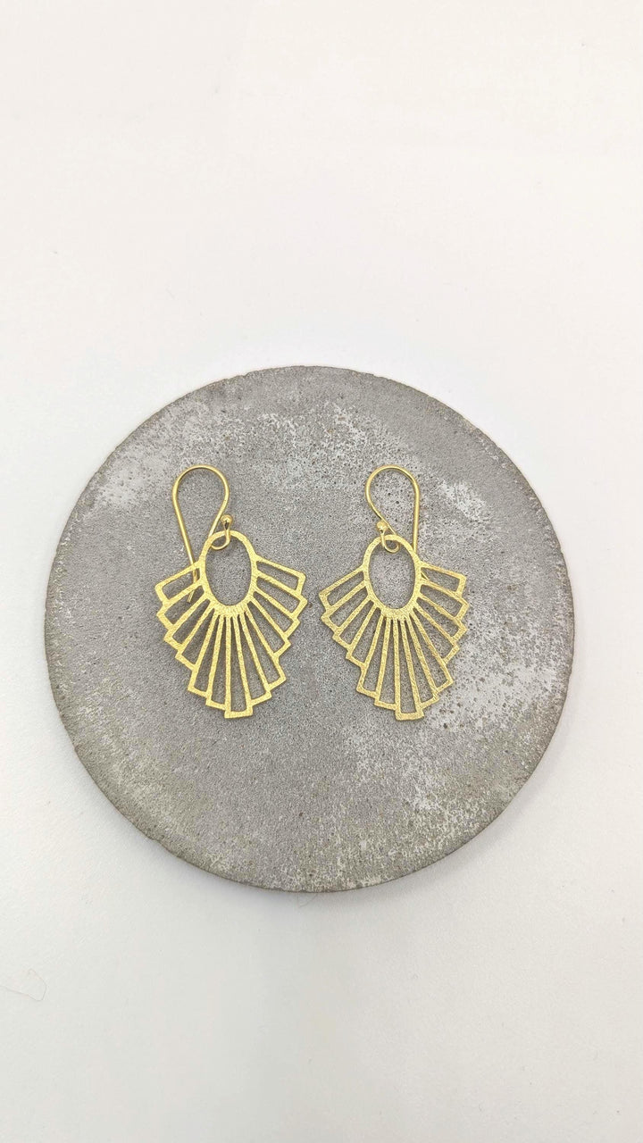 Matte Gold Fan Earrings — 18k Gold Plated