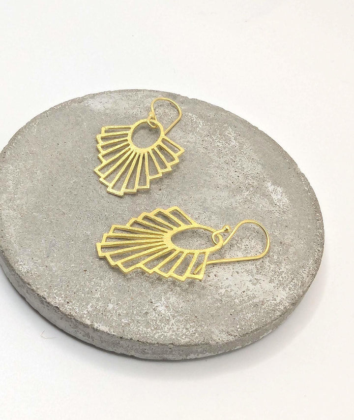 Matte Gold Fan Earrings — 18k Gold Plated