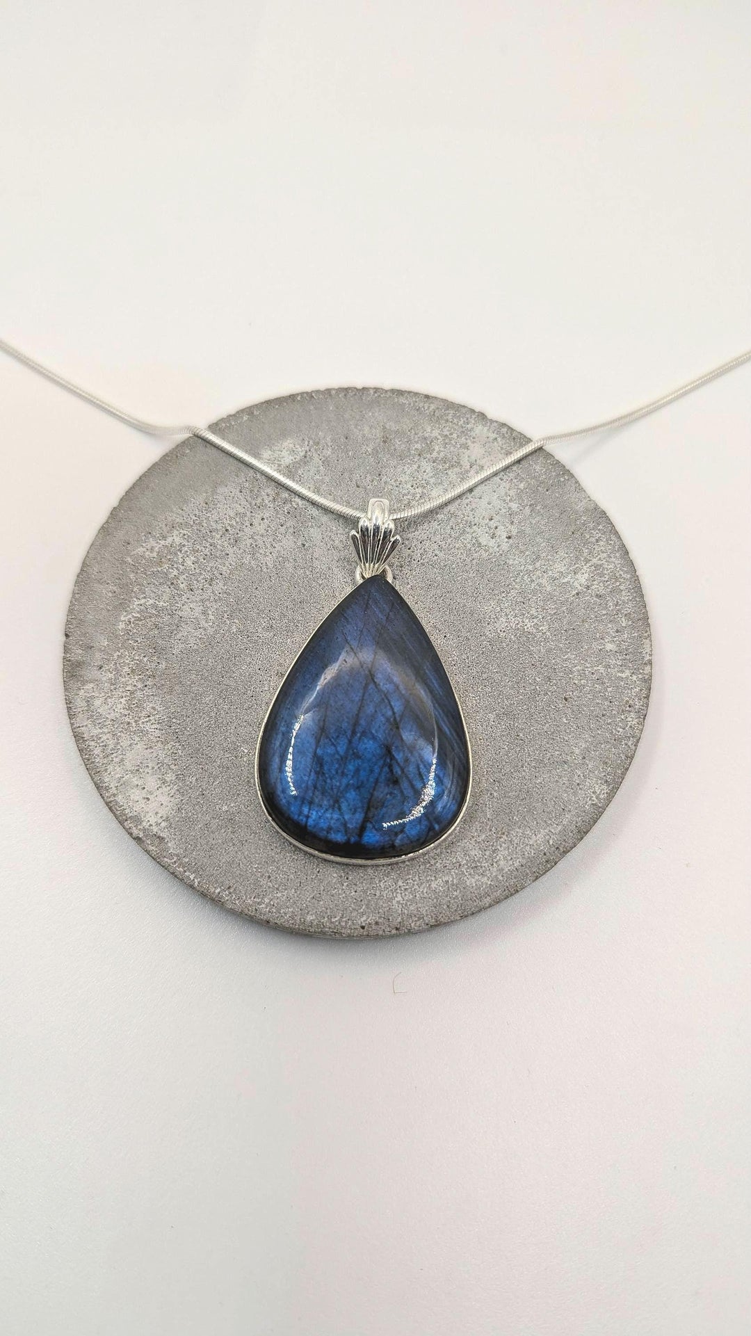 Large Labradorite Drop Pendant 925 Silver