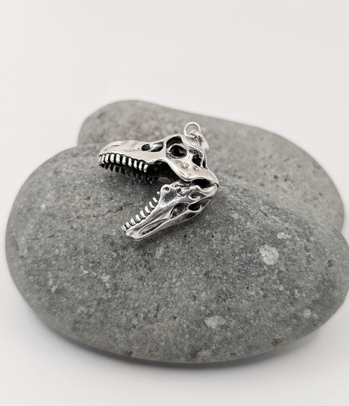 T-Rex Skull Pendant, 3D Dinosaur Head Pendant — 925 Silver