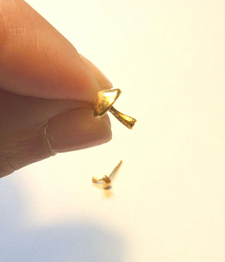 Tiny Mushroom Stud Earrings — 18k Gold Plated