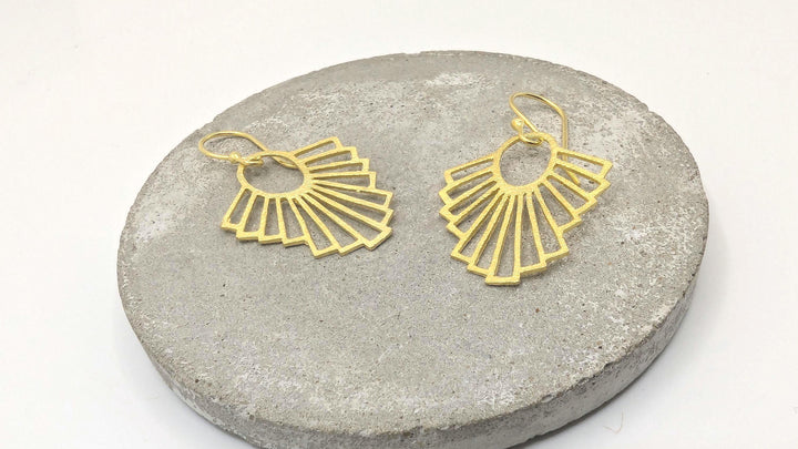 Matte Gold Fan Earrings — 18k Gold Plated