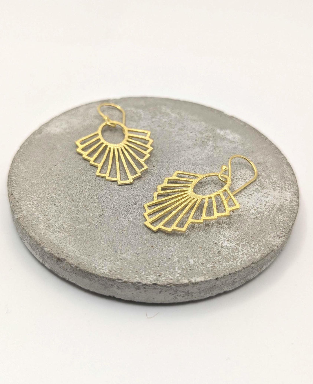 Matte Gold Fan Earrings — 18k Gold Plated