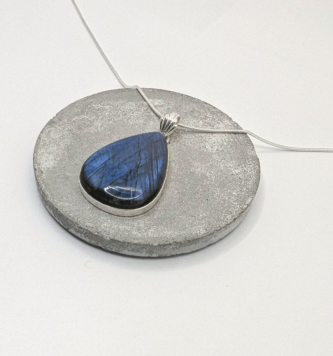 Large Labradorite Drop Pendant 925 Silver