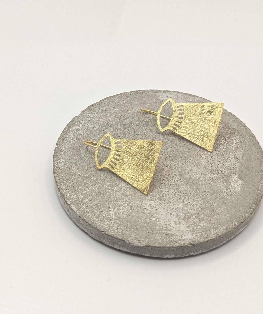 Matte Gold Tribal Hanger Earrings — 18k Gold Plated