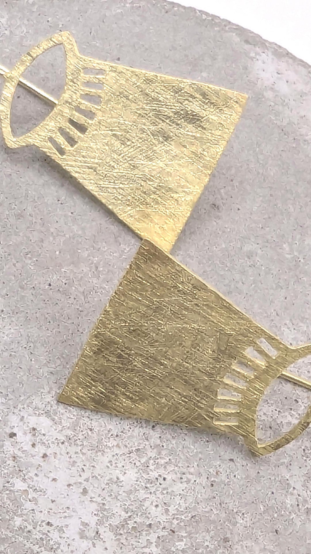 Matte Gold Tribal Hanger Earrings — 18k Gold Plated