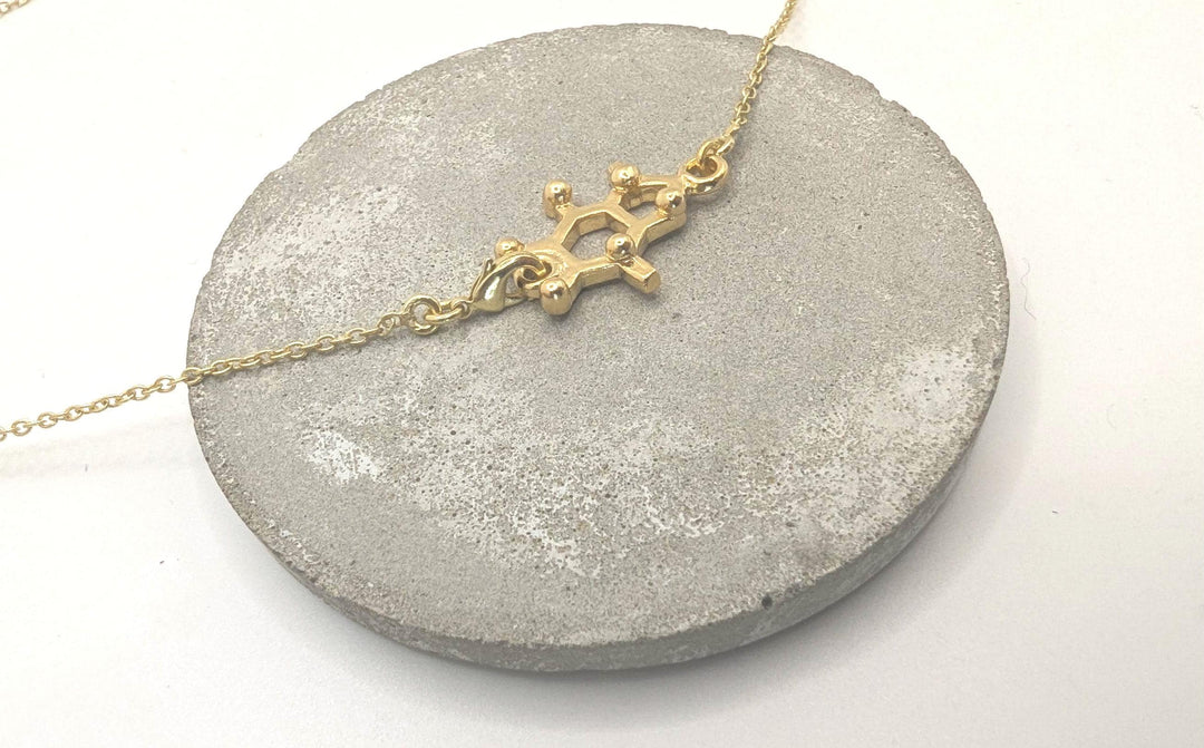 Caffeine Molecule Necklace — 18k Gold Plated