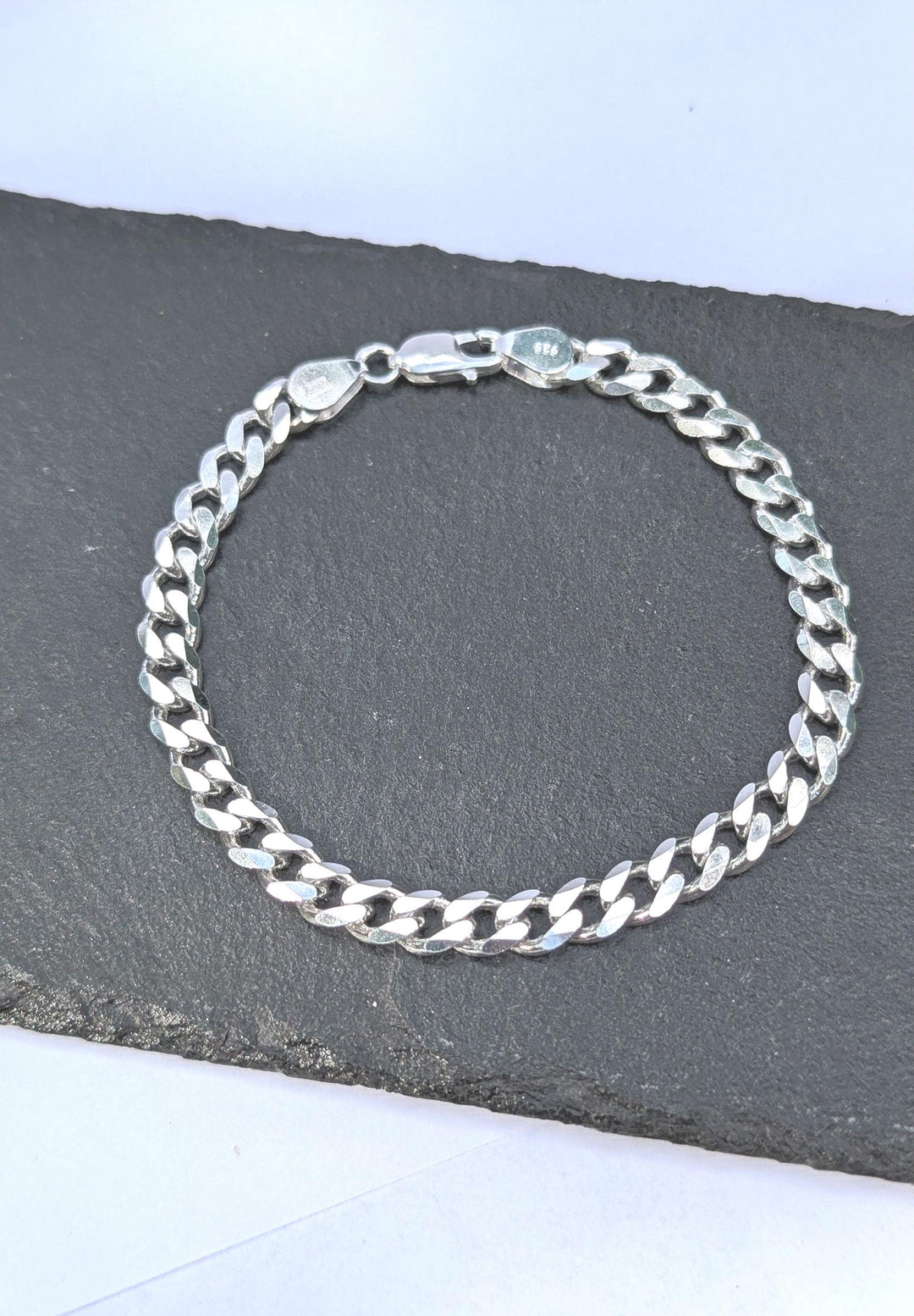 925 Silver Bracelet with Thick Cuban Link for Men 7 mm Thickness