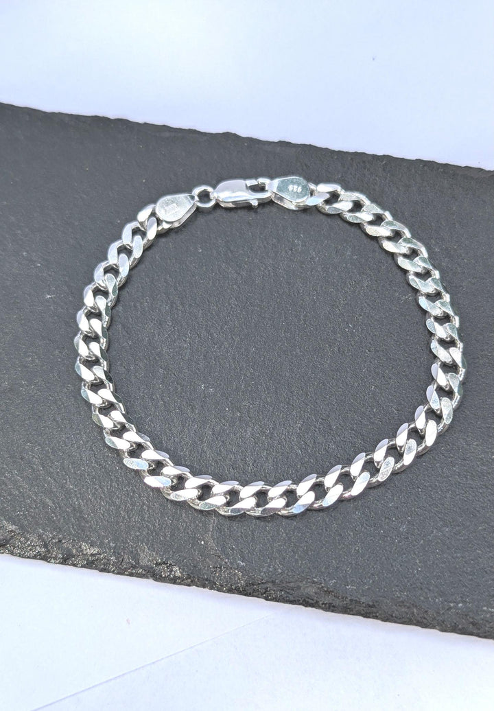 925 Silver Bracelet with Thick Cuban Link for Men 7 mm Thickness