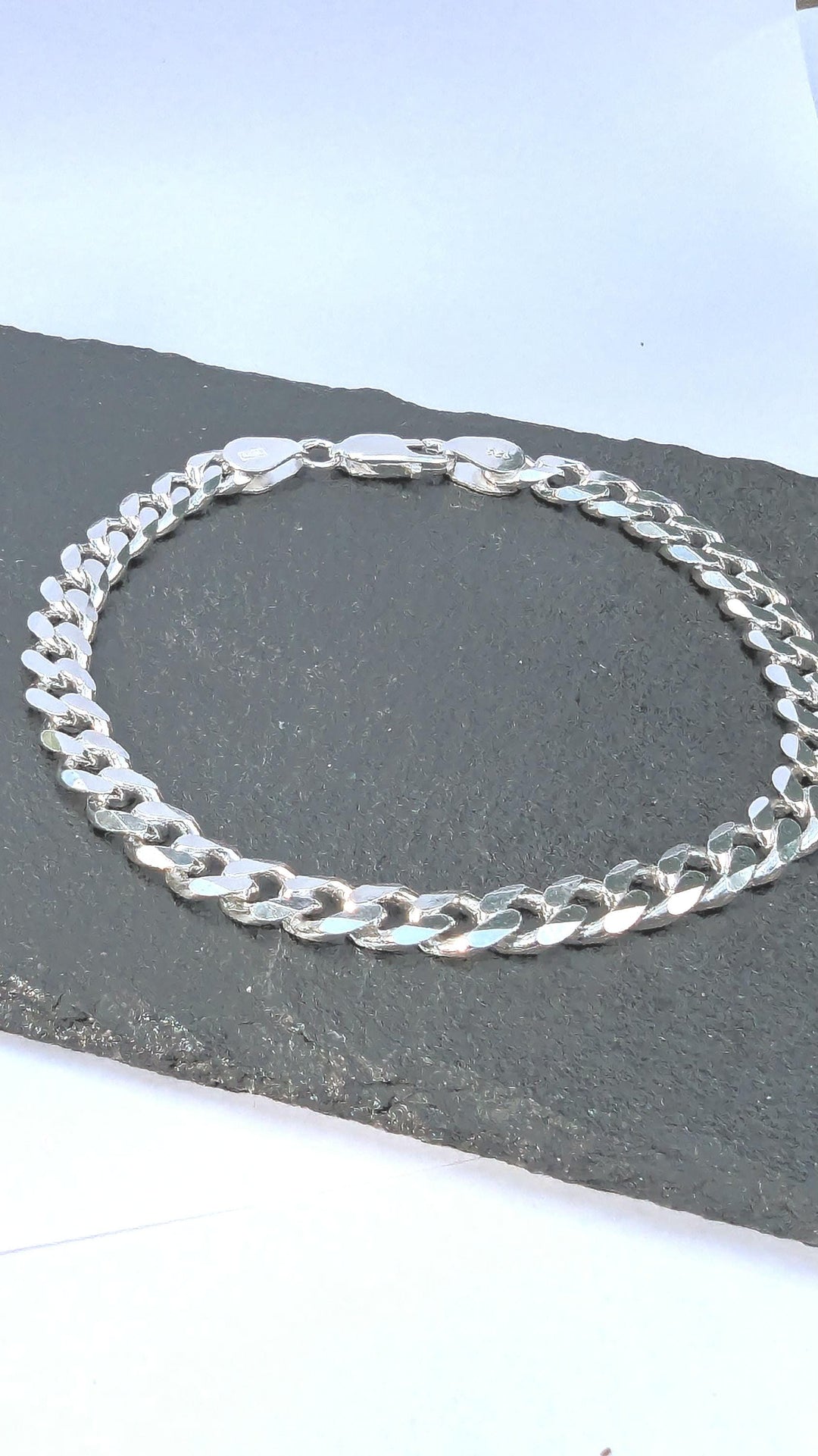 925 Silver Bracelet with Thick Cuban Link for Men 7 mm Thickness