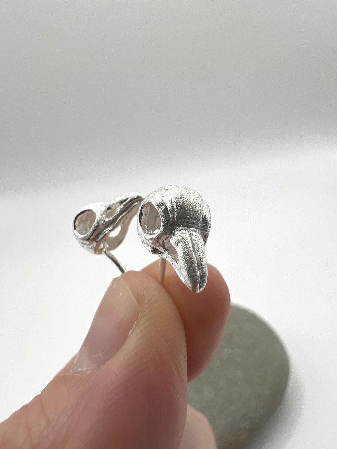 Bird Skull Stud Earrings — 925 Silver