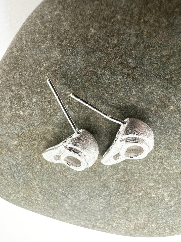 Bird Skull Stud Earrings — 925 Silver