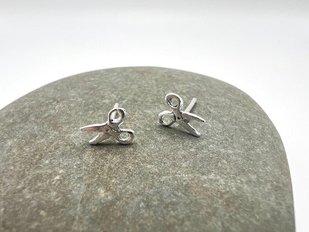 Matte Scissor Stud Earrings — 925 Silver