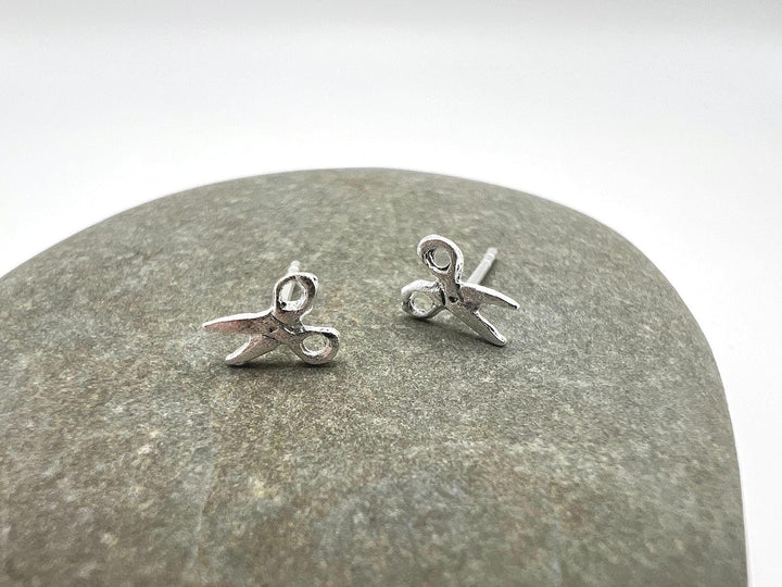 Matte Scissor Stud Earrings — 925 Silver