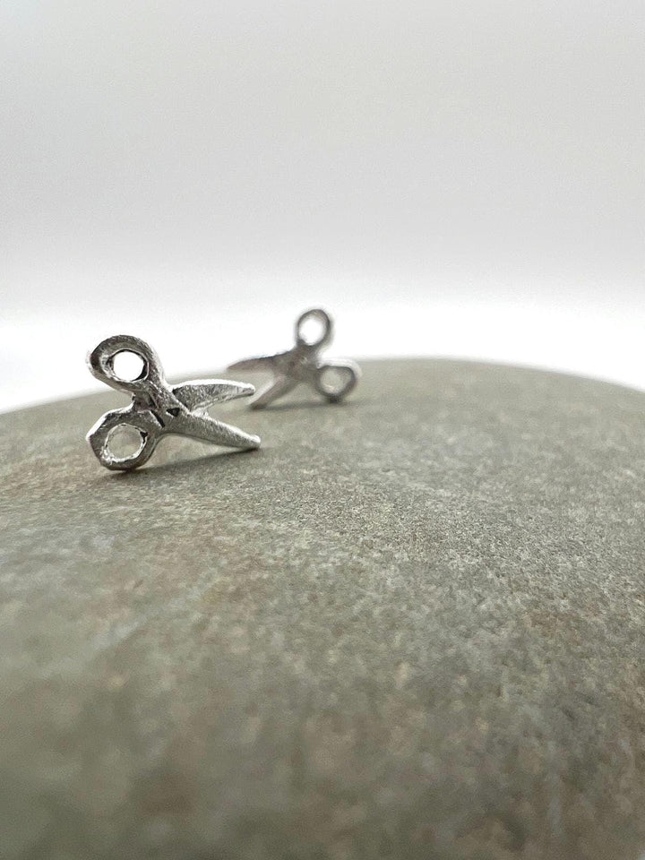 Matte Scissor Stud Earrings — 925 Silver