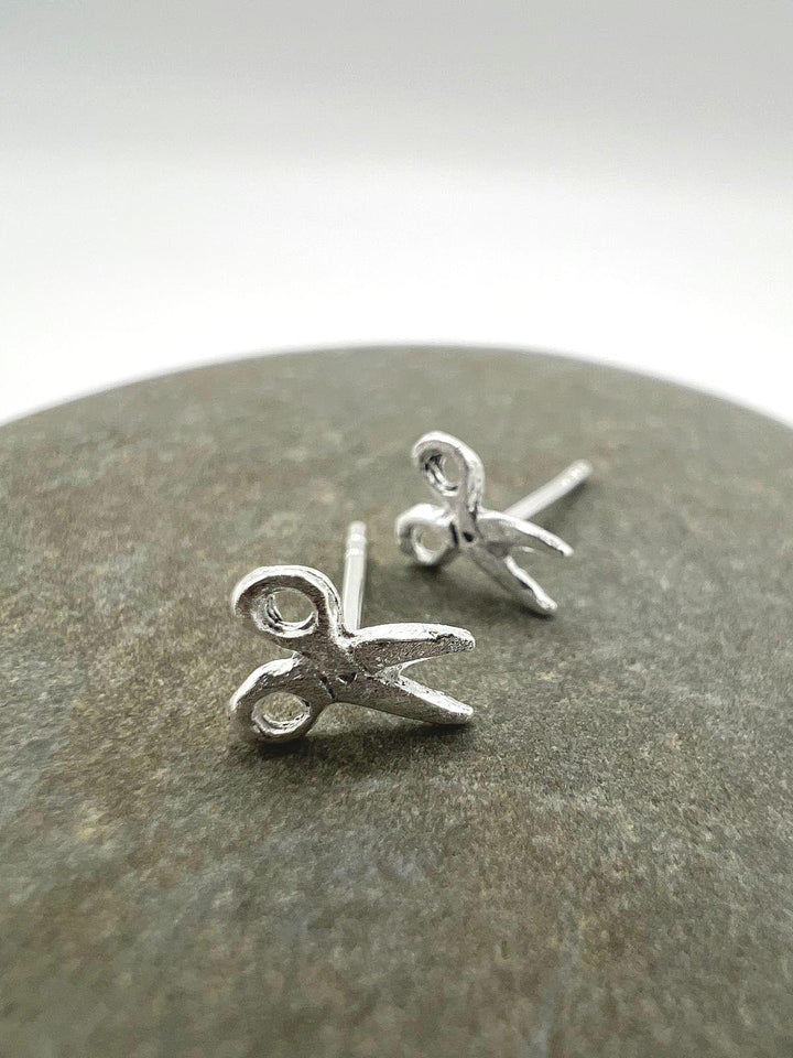 Matte Scissor Stud Earrings — 925 Silver