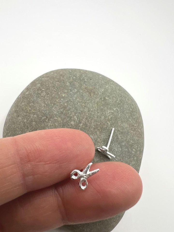 Matte Scissor Stud Earrings — 925 Silver