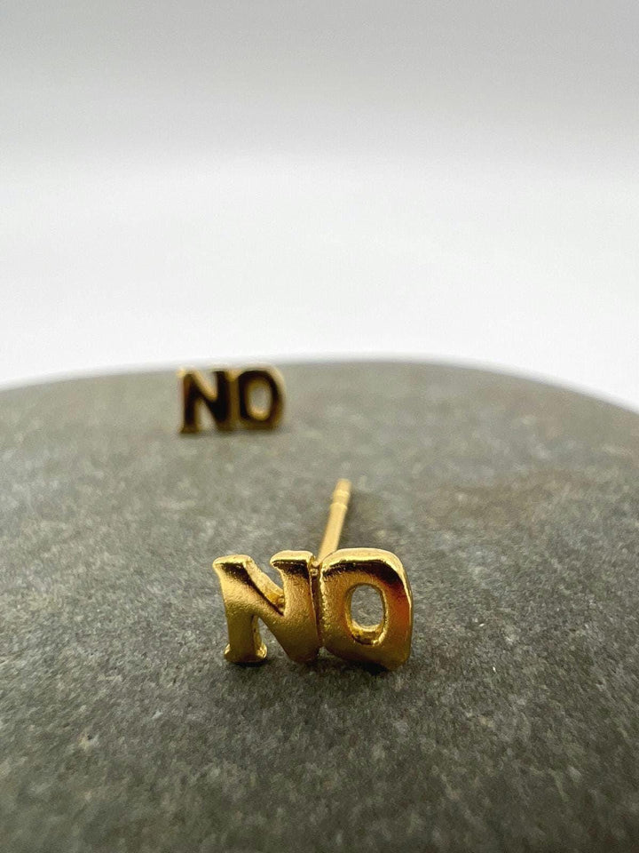 NO ON Reversible Letter Stud Earrings — 18k Gold Plated