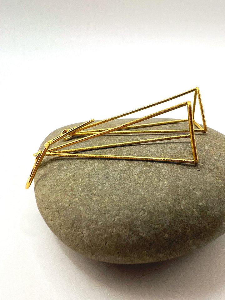 Geometric Dangle Earrings with Matte Finish• 18k Gold Plated 925 Silver