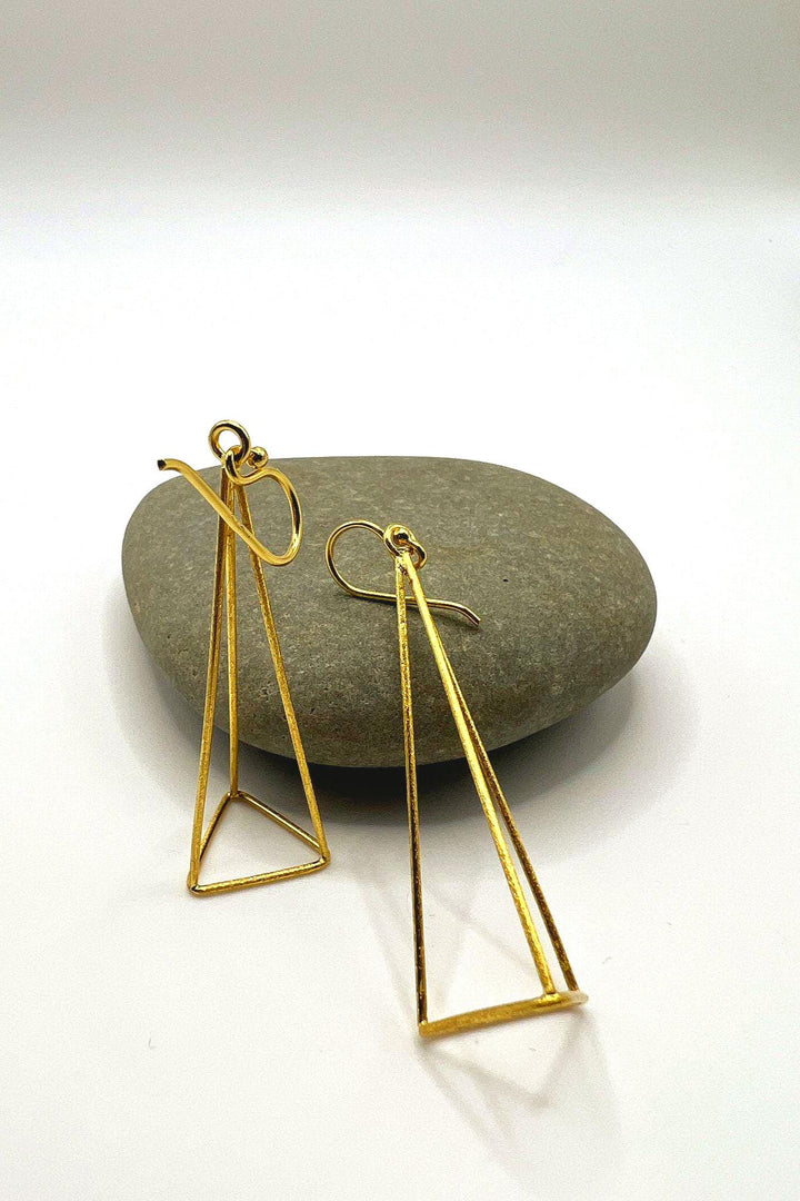 Geometric Dangle Earrings with Matte Finish• 18k Gold Plated 925 Silver