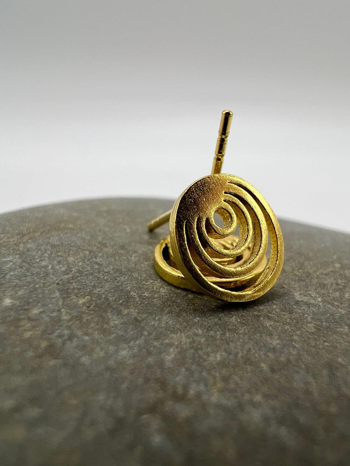 Matte Spiral Stud Earrings — 18k Gold Plated