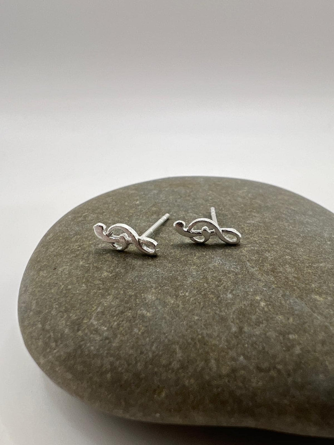 Matte Musical Note Stud Earrings — 925 Silver