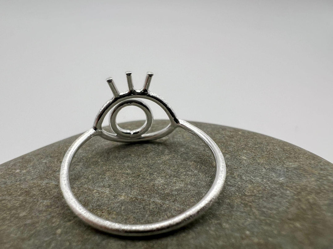 Matte Evil Eye Ring - 925 Silver