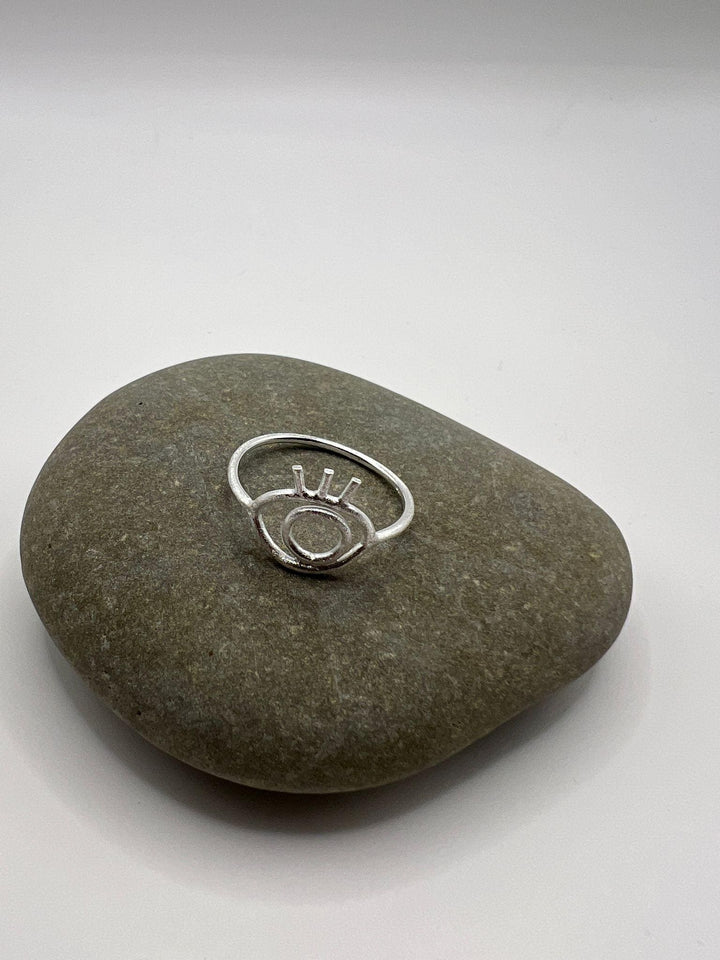 Matte Evil Eye Ring - 925 Silver