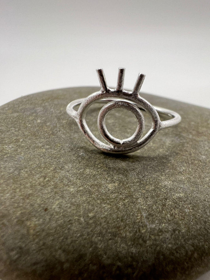 Matte Evil Eye Ring - 925 Silver