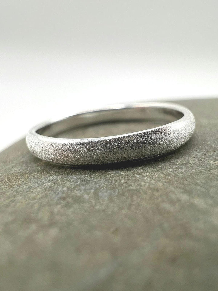 Minimalist Matte Textured Band Ring - 925 Silver