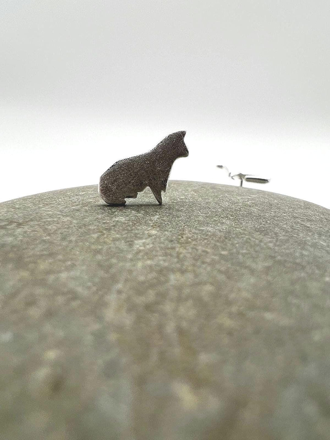 Matte Cat Stud Earrings — 925 Silver